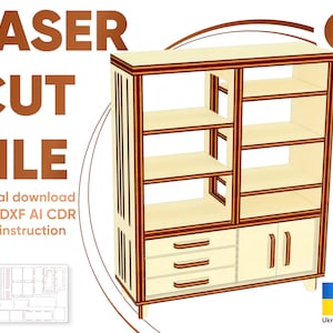 Bookcase - SVG dollhouse furniture - laser cut files,  Glowforge plan