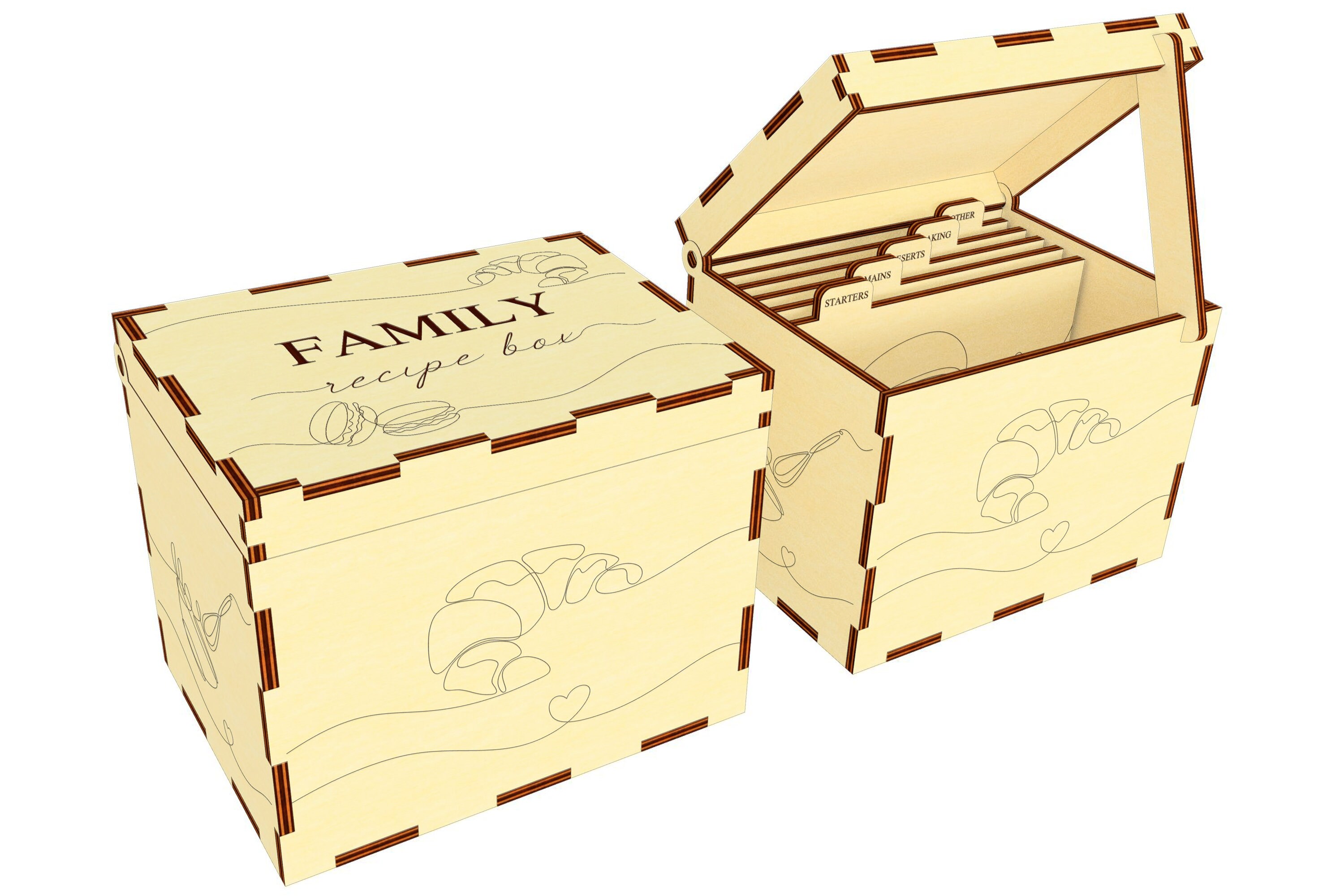 Recipe Box SVG Laser Cut File Pattern of the Box for Recipe Etsy UK