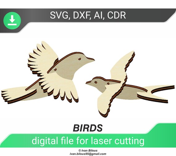 Download Laser Cut Birds Svg Bird Plywood Laser Engraved Mother Day Dxf Etsy