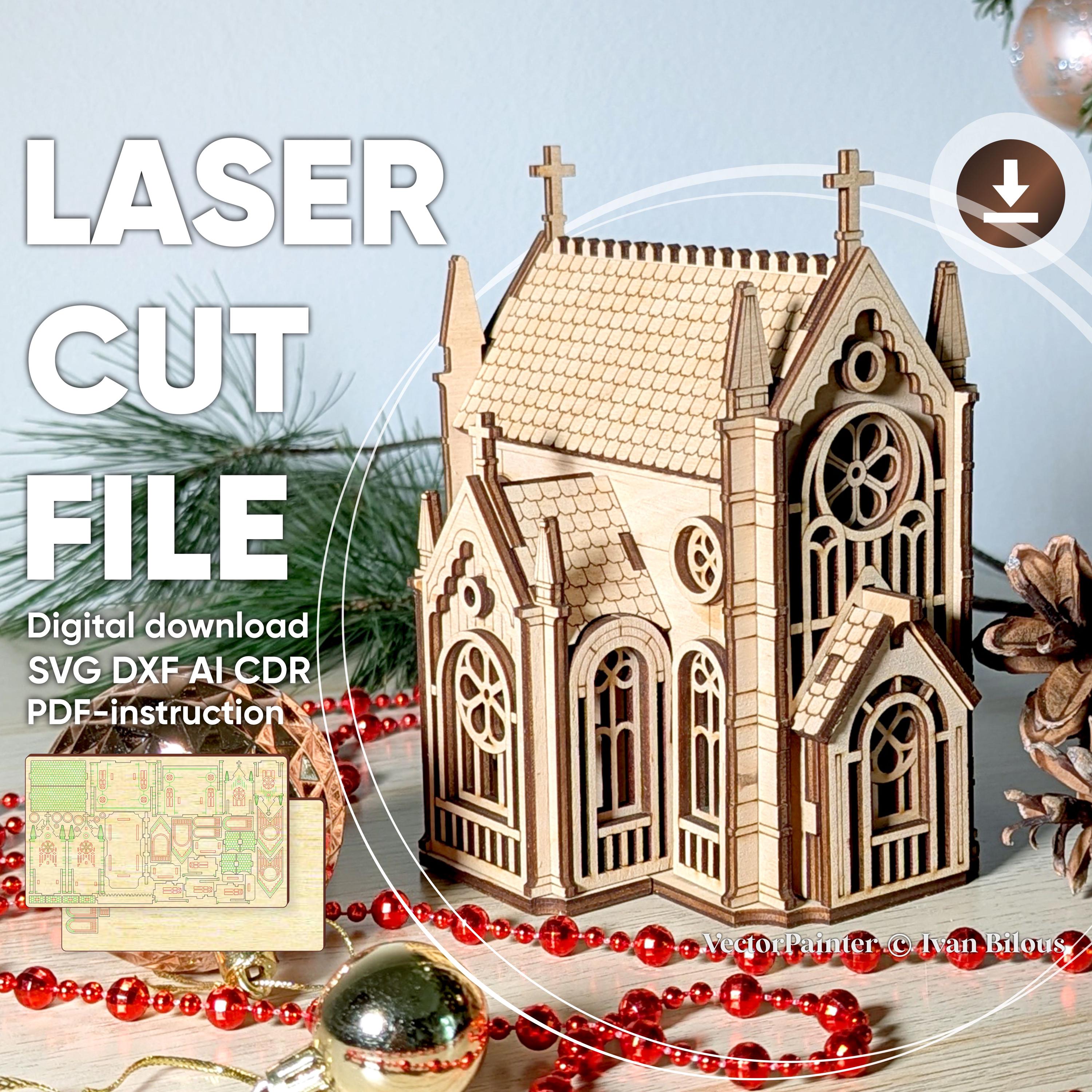 Archivo cortado a láser para iglesia: plantilla SVG de decoración de Pascua para manualidades con madera contrachapada