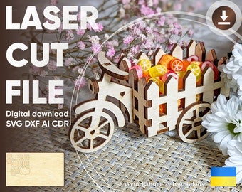 Tricycle Easter Box - Laser Cut File, Spring Decoration Vector Plan for Cutting Machines