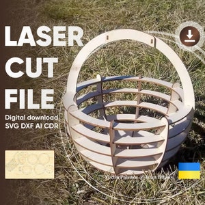 Cesta con forma de huevo de Pascua: archivo cortado con láser, plano SVG para máquinas de corte