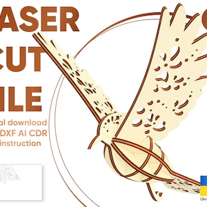 Kleines Vogel Ornament - SVG Laserschnittdatei, Glowforge Muster