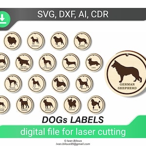 Chaveiros de raças de cães cortados a laser: arquivos CNC (download digital)