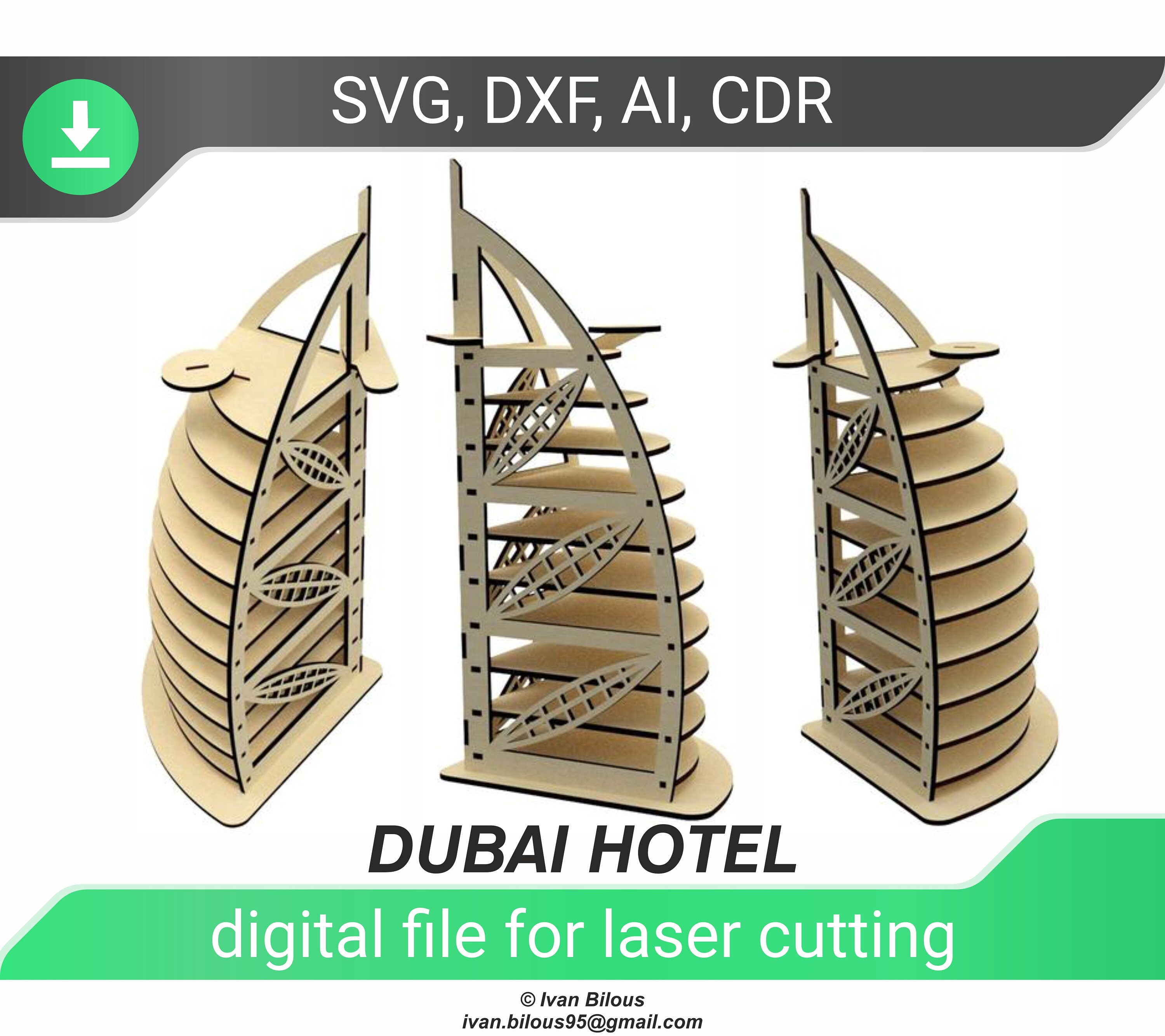 Download Dubai Hotel Dxf Building Miniature Plywood Laser Cut Svg Files Etsy