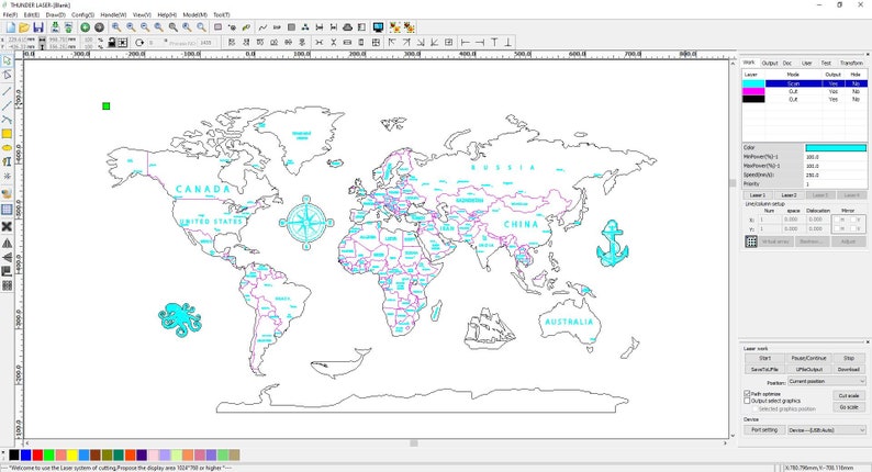 Download Layered world map dxf file for laser cut template ...