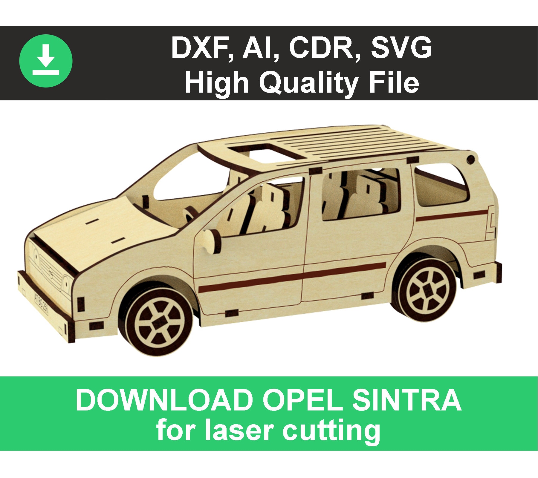 Laser Cut Model Car Dxf Files for Laser Files Plywood Laser Etsy UK