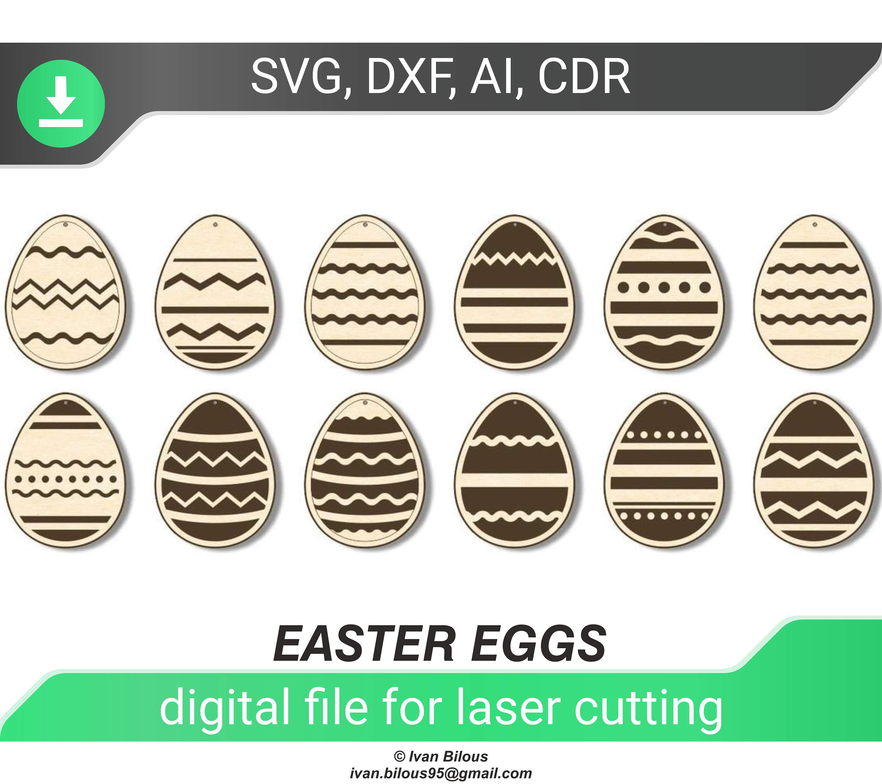 digital files 3 layers easter eggs design for laser cut svg,pdf dxf ai ...