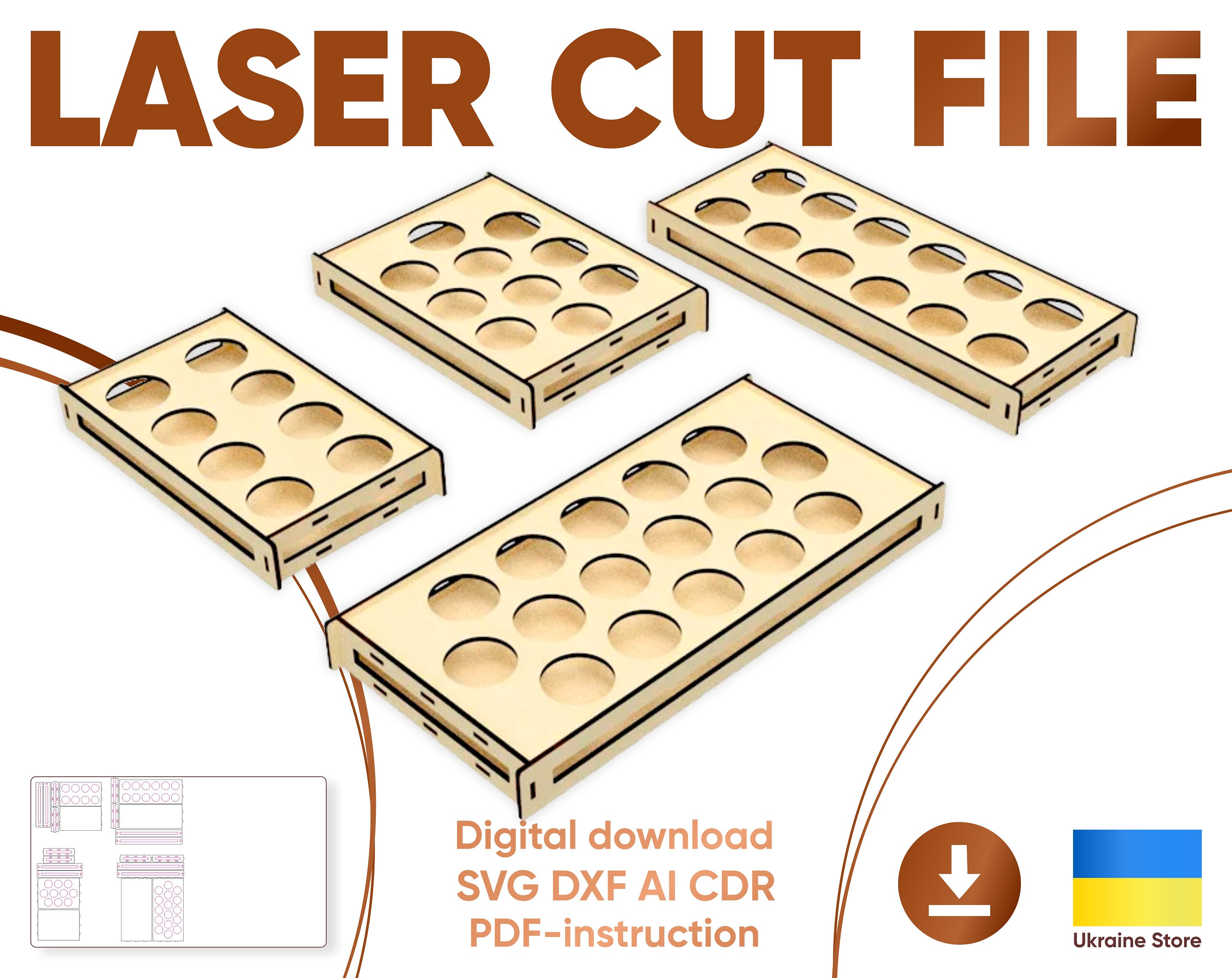 Egg Holder Trays Laser Cut Files, SVG Vector Plans for Cutting Machines -   Israel