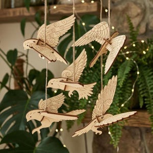 Laser Cut Bird Ornaments Bundle, SVG Hanging Decor 3d Plywood Model Set (Digital Download)