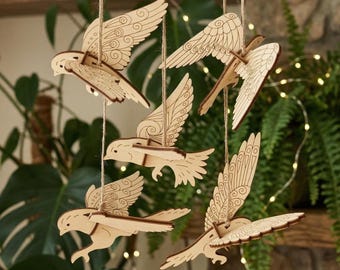Laser Cut Bird Ornaments Bundle, SVG Hanging Decor 3d Plywood Model Set (Digital Download)