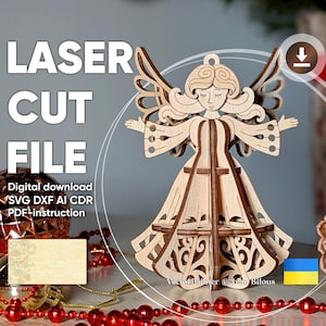 Laser Cut Angel - Ornament, SVG Easter and Christmas File for Cutting Machines with Assembly Instruction