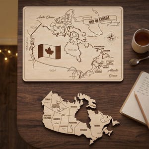Canada Map Puzzle Laser Cut File, SVG Provinces Vector Cit Out Template (Digital Plan)