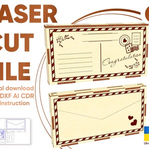 Cash envelope - laser cut file, Wedding gift box pattern