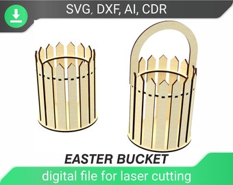laser cut easter bucket dxf files for laser glowforge files cnc pattern laser basket svg glowforge easter models for cnc machines , svg file