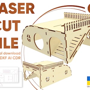 Casa del porcellino d'India File di taglio laser SVG, Piano di casa per piccoli animali domestici per macchine da taglio laser immagine 1