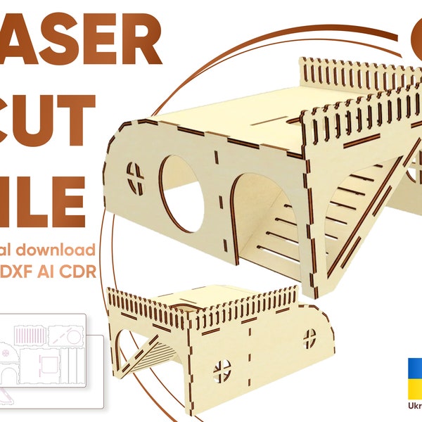 Guinea pig House - SVG Laser Cut File, Small pet house plan for laser cutting machines