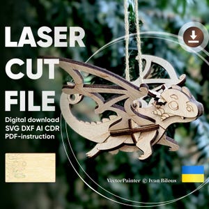Baby Dragon Ornament - Laser Cut File, SVG Plan for Cutting Machines
