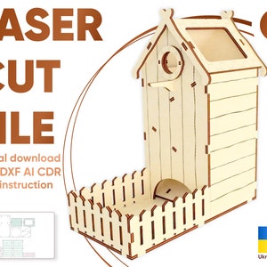 Vogelhaus Würfelturm - SVG Laser Cut Datei, digitaler Vektorplan für Schneidemaschinen