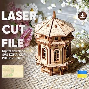Plant Tower - Laser Cut File, SVG Plywood House 3d Project