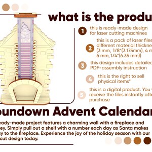 Digital download: Detailed laser cut plan for Countdown Advent Calendar project