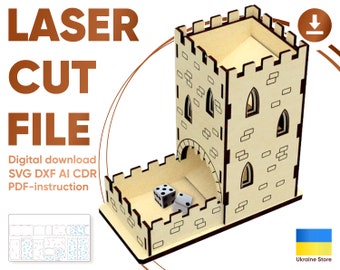Torre dei dadi: file tagliati al laser, modello Glowforge SVG, download digitale