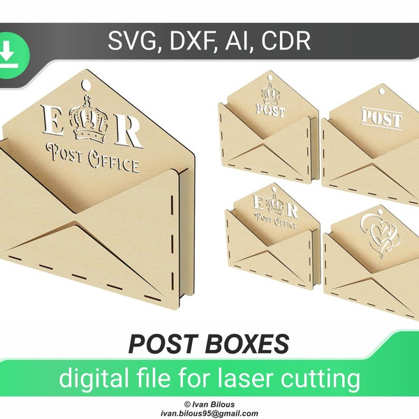 Post boxes - laser cut files, Mailbox envelope laser file