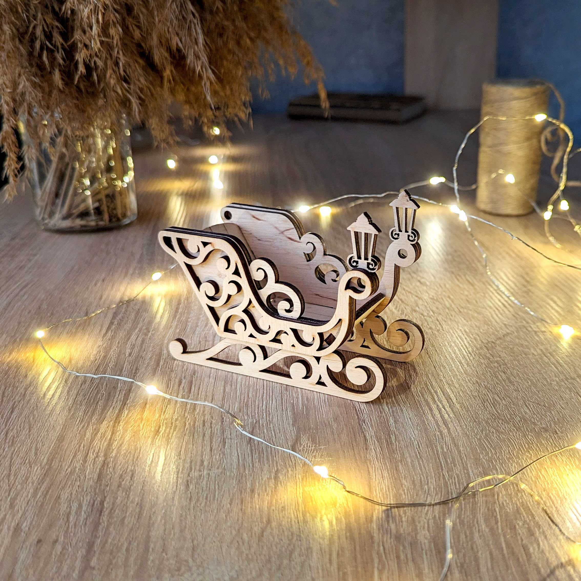 Santa Sleigh Ornaments - Laser Cut File, SVG Christmas Plan - Set of 5 ...