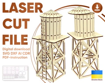 Château kit complet fichier cnc / puzzle en bois dxf, eps, svg / cnc château  découpé au laser -  France