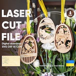 Ostern Ornamente - SVG Laser Cut Files, Projekt für Schneidemaschinen, digitale Datei