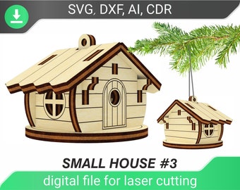 Christmas house SVG - laser cut ornament, DXF Christmas ornament SVG 3d pattern ,Glowforge files Instant download christmas tree toy