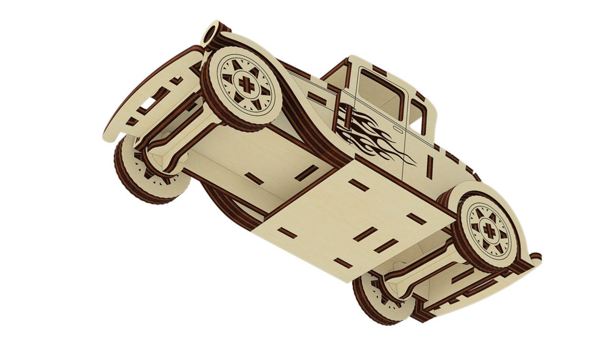 Vieille voiture fichier découpé au laser SVG, conception 3D de