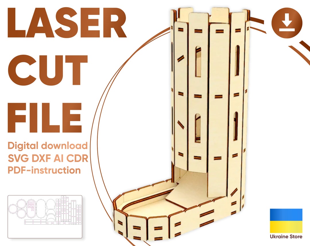Castle Dice Tower SVG Laser Cut File, Digital Vector Plan Etsy