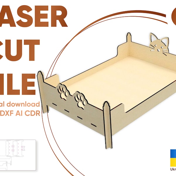 Cat Bed - SVG Laser File, Vector plan for Cutting Machines