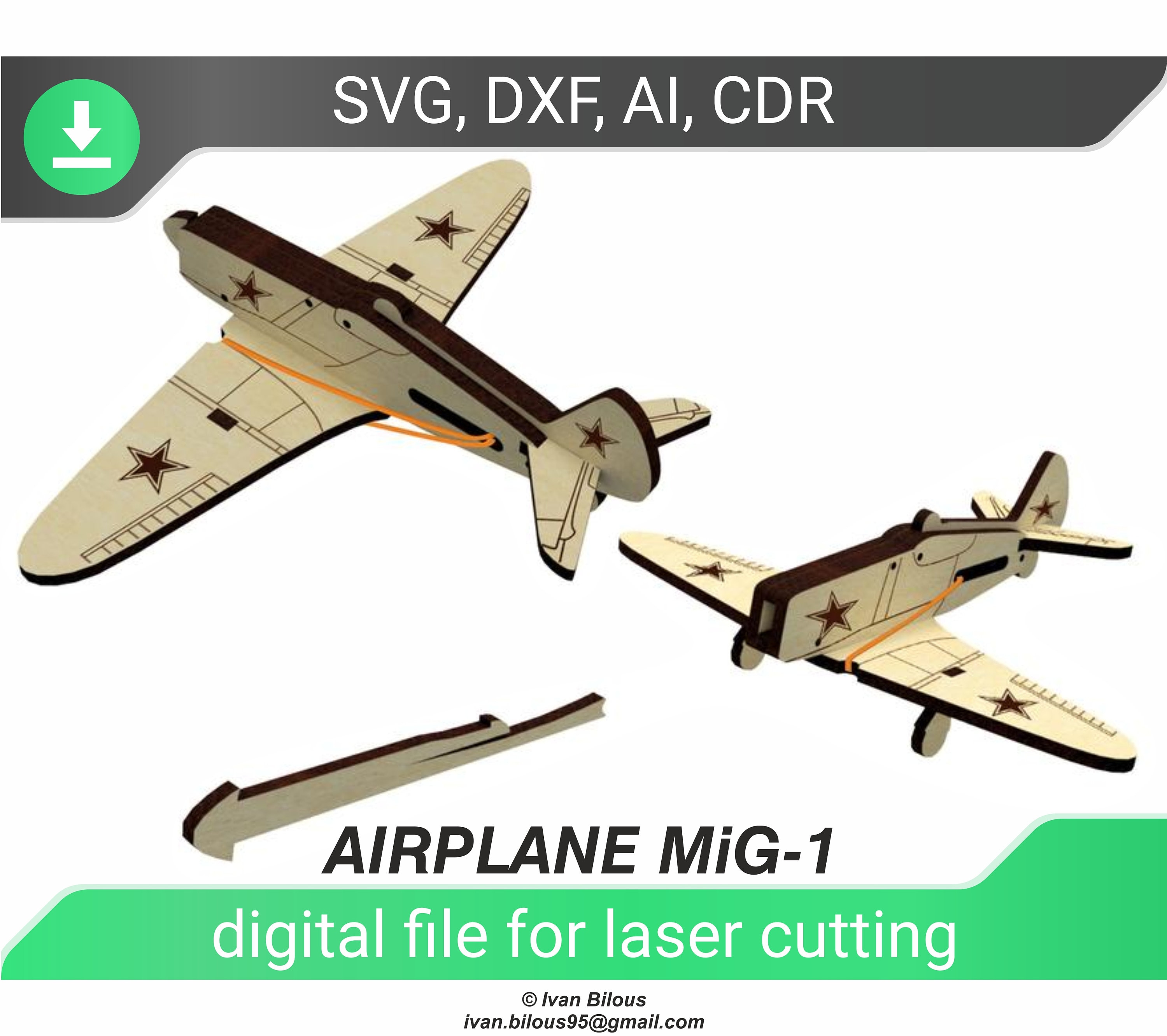 Laser cut model dxf files for laser template airplane dxf Etsy