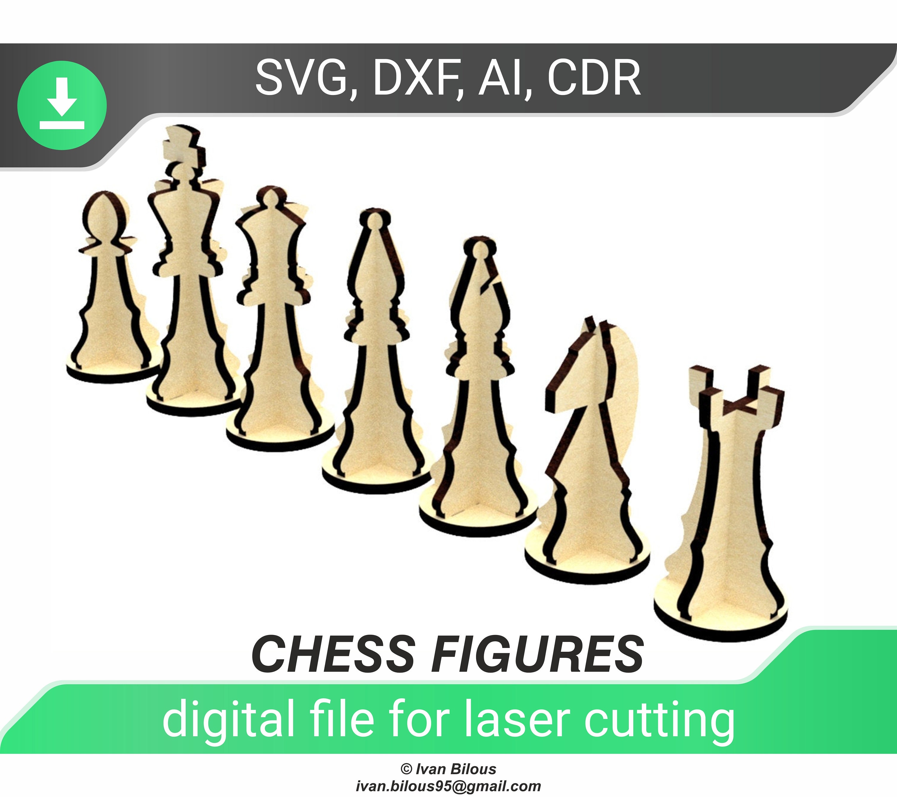 Laser Cut Files Cnc Template Chess Figures Chess Dxf Files for Etsy UK