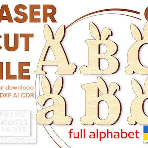 litery wielkanocne svg alfabet litery wielkanocnego królika cricut pliki wielkanocne do cięcia laserowego pliki alfabetu wielkanocnego dxf do cięcia laserowego, plik cricut