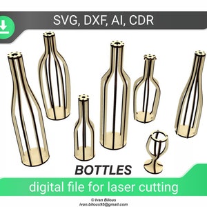 Projekt 3D Butelek Ciętych Laserowo - Plan SVG Fiolek Do Maszyn Tnących