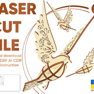 Ornement oiseau de Pâques - fichier découpé au laser SVG, modèle Glowforge, plan découpé au laser oiseau de fée, fichier numérique
