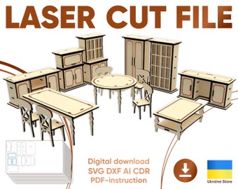 Laser Files - Doll Furniture SVG plan for Cutting Machines and Glowforge