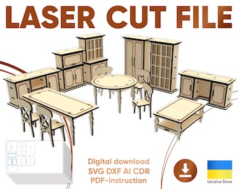 Laser Files - Doll Furniture SVG plan for Cutting Machines and Glowforge