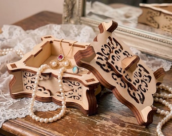 Vintage Keepsake Box Laser Cut File, Ornate Jewelry Storage SVG