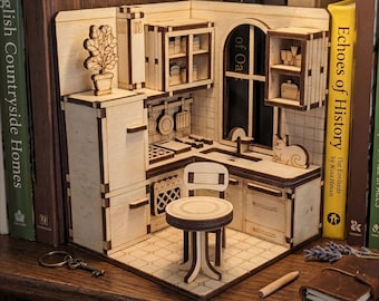 Kitchen Book Nook Laser Cut File, Miniature Diorama SVG