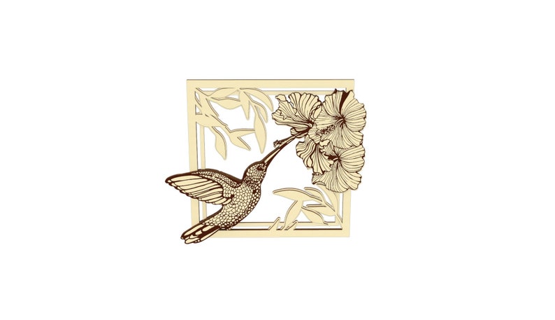 Download Hummingbird laser cut 3d picture glowforge svg hummingbird dxf | Etsy