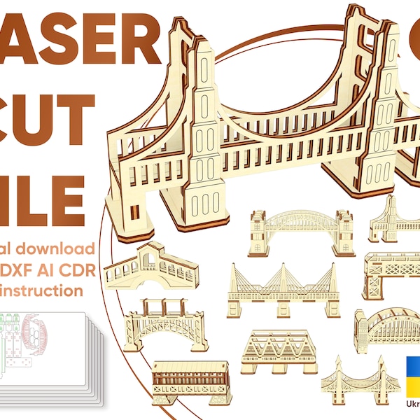 Bridges Miniatur - lasergeschnittene Dateien, SVG-Plan für Lasermaschinen