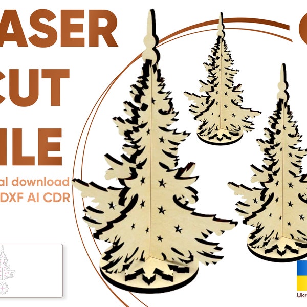 Christmas tree dxf, plywood laser new year svg xmas svg laser cut trees xmas cut file christmas dxf file tree cutting files modern xmas tree