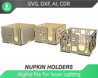 laser cut napkin holder dxf files for laser napkin box dxf model napkin holder for napkins cnc plan dxf template for laser cut template, dxf