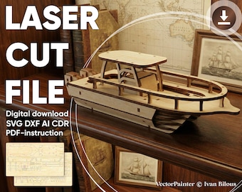 Ship Boat - SVG Laser Cut File, 3d puzzle plan for Laser Cutting Machines