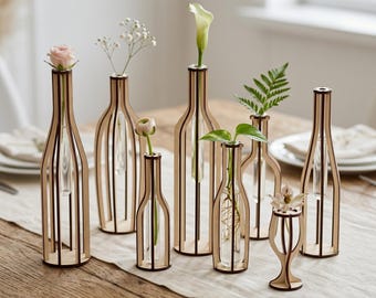 Propagation Station Laser Cut File, Wood Vase SVG Plant Holder