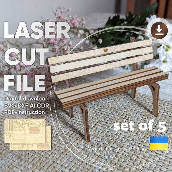 Bench - laser cut files, SVG plan of memory bench for laser machines